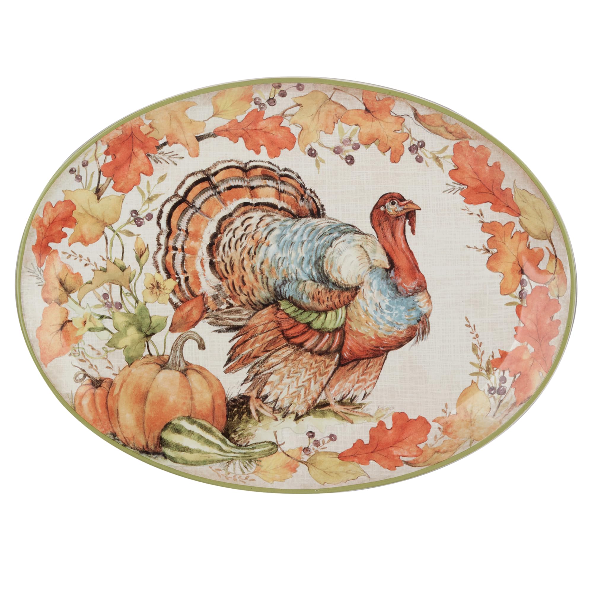 Amazon.com | Autumn Breeze Earthenware Oval Turkey Platter